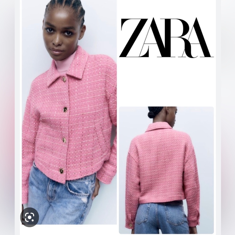 Metalic knit pink jacket